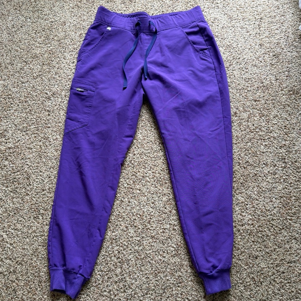 Figs Zamora Joggers Women Medium Purple High Waisted Scrub Pants Stretch